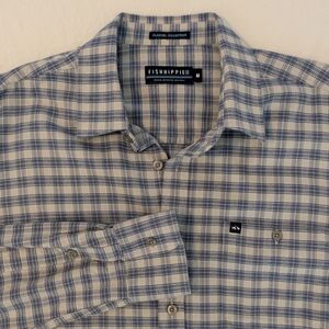 Fish Hippie Broadmarsh Flannel Collection Blue Plaid Button Shirt M FH-F2307